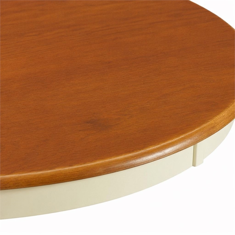 Pemberly Row Round Rubberwood Kitchen Table in Buttermilk and Black