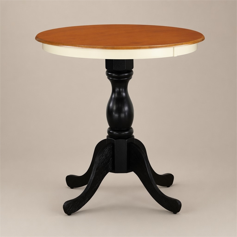 Pemberly Row Round Rubberwood Kitchen Table in Buttermilk and Black