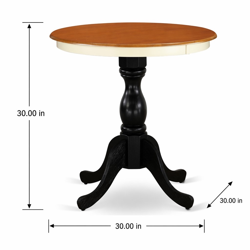 Pemberly Row Round Rubberwood Kitchen Table in Buttermilk and Black