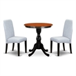 Pemberly Row Mid Century Dining Table with 2 Linen Fabric Chairs