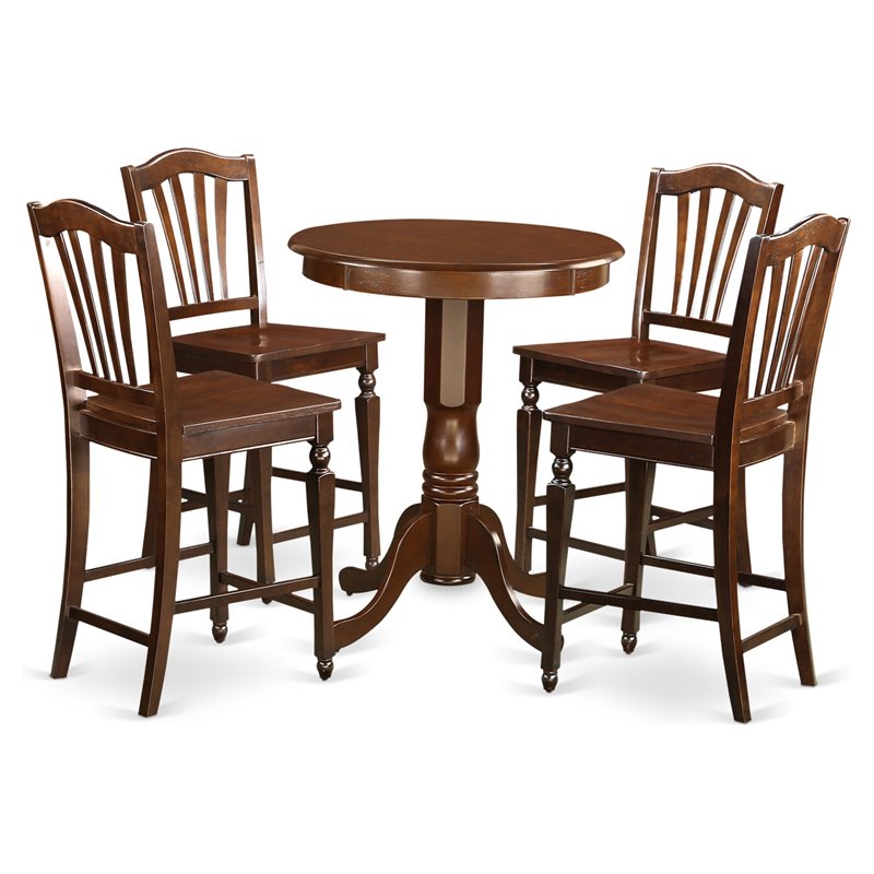 Pemberly Row 5-Piece Wood Dining Table Set with Mahogany Finish