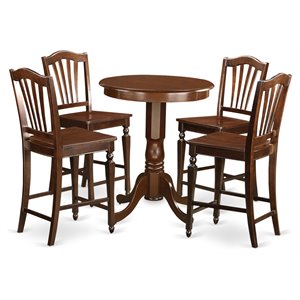 Pemberly Row 5-Piece Wood Dining Table Set with Mahogany Finish