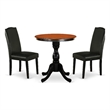 Pemberly Row 3-Piece Dining Table & Parson Chairs in Cherry & Black