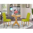 Pemberly Row 3-Piece Oak Wood Dining Table Set with Autumn Green Chairs