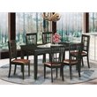 Pemberly Row 7-Piece Wood Dining Set with Footrests in Black Finish