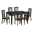 Pemberly Row 7-Piece Wood Dining Set with Footrests in Black Finish
