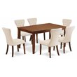 Pemberly Row 7-Piece Wood Dining Table and Chair Set in Mahogany Finish