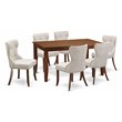 Pemberly Row 7-Piece Wood Dining Table and Chair Set in Mahogany Finish
