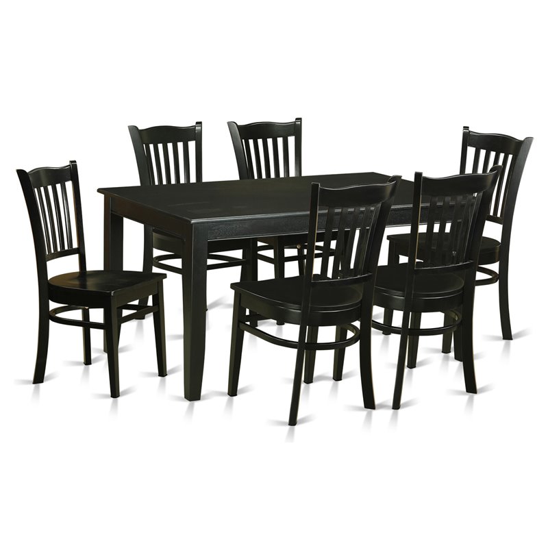 Pemberly Row 7-Piece Black Wood Kitchen Table and Chair Set