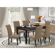 Pemberly Row 7-Piece Wood Dining Set in Black and Light Sable Finish