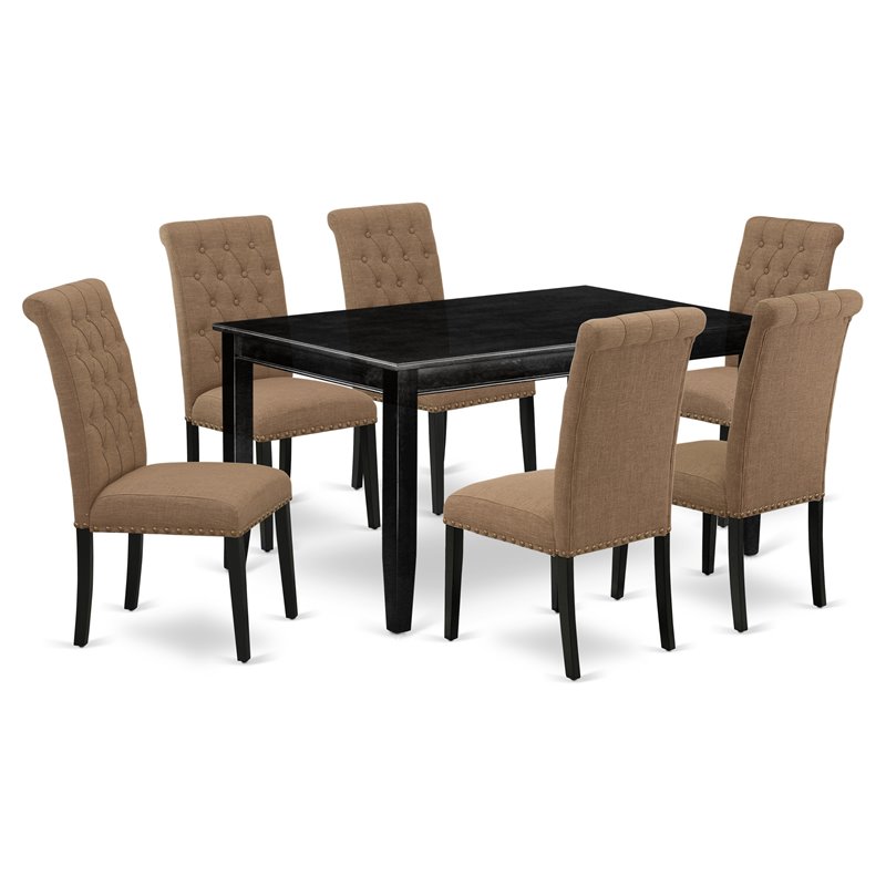 Pemberly Row 7-Piece Wood Dining Set in Black and Light Sable Finish