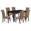 Pemberly Row 7-Piece Wood Dining Set in Black and Light Sable Finish