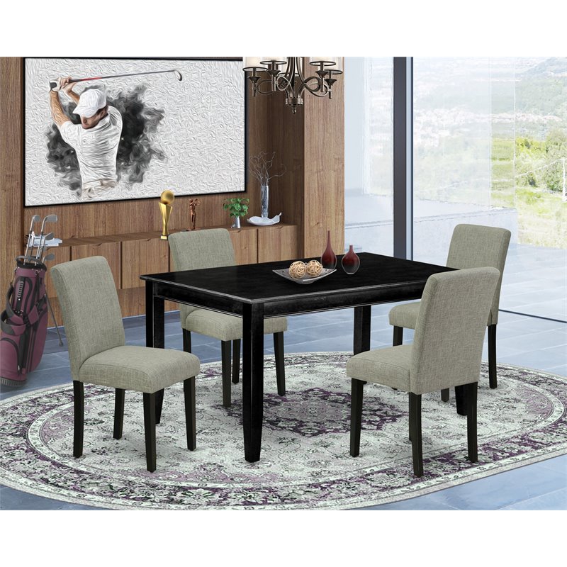 Pemberly Row 5-Piece Dining Set with Wood Table in Black/Shitake