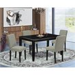 Pemberly Row 5-Piece Dining Set with Wood Table in Black/Shitake