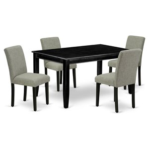 Pemberly Row 5-Piece Dining Set with Wood Table in Black/Shitake