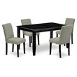 Pemberly Row 5-Piece Dining Set with Wood Table in Black/Shitake