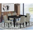 Pemberly Row 7-Piece Dining Set in Black/Shitake with Wood Table
