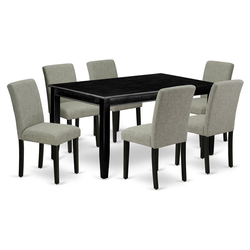 Pemberly Row 7-Piece Dining Set in Black/Shitake with Wood Table