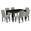 Pemberly Row 7-Piece Dining Set in Black/Shitake with Wood Table