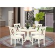 Pemberly Row 5-Piece Round Dining Set in Linen White Finish