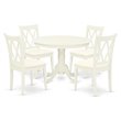 Pemberly Row 5-Piece Round Dining Set in Linen White Finish