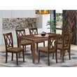 Pemberly Row 7-Piece Wood Dining Set with Mahogany Finish and Linen Seats