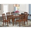 Pemberly Row 7-Piece Dining Set with Mahogany Finish and Slatted Chairs