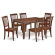 Pemberly Row 7-Piece Dining Set with Mahogany Finish and Slatted Chairs