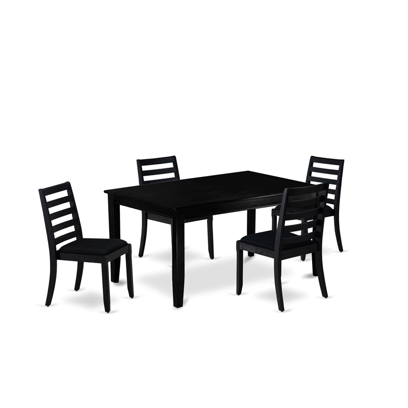 Pemberly Row 5-Piece Black Dining Set with Stackable Rubberwood Chairs