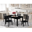 Pemberly Row 5-Piece Black Dining Set with Stackable Rubberwood Chairs