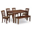 Pemberly Row 6-Piece Wood Dining Set with Slatted Chairs in Mahogany