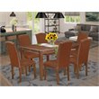Pemberly Row 7-Piece Wood Dining Set with Parson Chairs in Mahogany