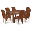 Pemberly Row 7-Piece Wood Dining Set with Parson Chairs in Mahogany
