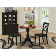 Pemberly Row 3-Piece Dining Table Set with X-Back Chairs in Black & Cherry