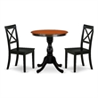 Pemberly Row 3-Piece Dining Table Set with X-Back Chairs in Black & Cherry