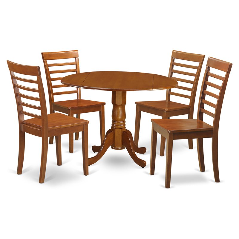 Pemberly Row 5-Piece Rubber Wood Kitchen Set in Saddle Brown Finish