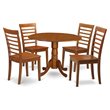 Pemberly Row 5-Piece Rubber Wood Kitchen Set in Saddle Brown Finish
