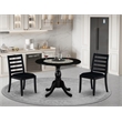 Pemberly Row Black 3-Piece Rubberwood Dining Set with Stackable Chairs