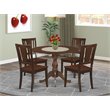 Pemberly Row 5-Piece Mahogany Dinette Table Set with Panel Back Chairs