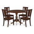Pemberly Row 5-Piece Mahogany Dinette Table Set with Panel Back Chairs