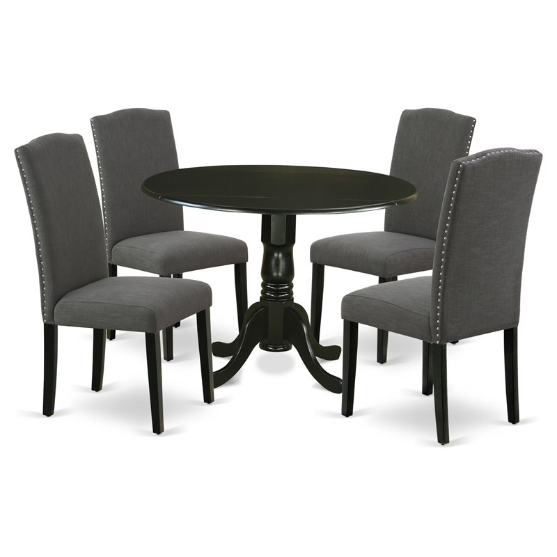 Pemberly Row 5-Piece Kitchen Dining Set in Black and Gotham Gray