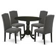 Pemberly Row 5-Piece Kitchen Dining Set in Black and Gotham Gray