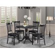 Pemberly Row 5-Piece Round Dining Set with Drop Leaf Table in Black