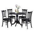 Pemberly Row 5-Piece Round Dining Set with Drop Leaf Table in Black