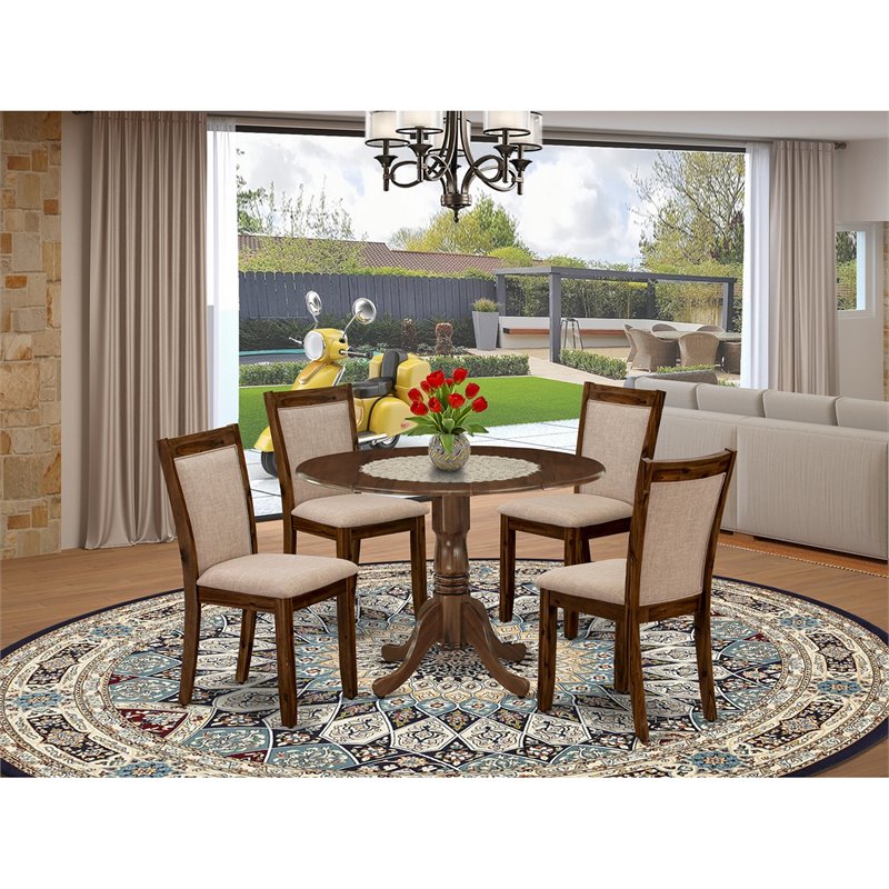 Pemberly Row 5-Piece Modern Dining Table Set in Natural Walnut Finish