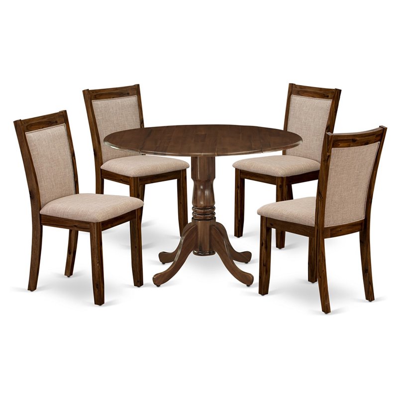 Pemberly Row 5-Piece Modern Dining Table Set in Natural Walnut Finish