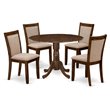 Pemberly Row 5-Piece Modern Dining Table Set in Natural Walnut Finish