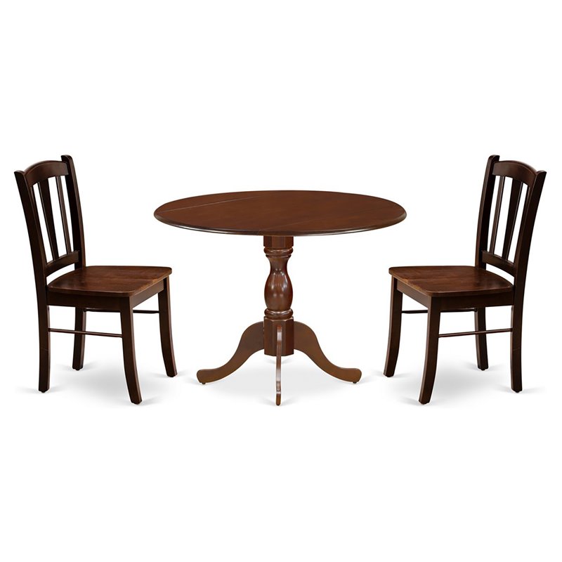 Pemberly Row 3-Piece Solid Wood Dining Set in Mahogany Finish