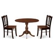 Pemberly Row 3-Piece Solid Wood Dining Set in Mahogany Finish