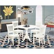Pemberly Row 5-Piece Traditional Solid Wood Dining Set in Linen White